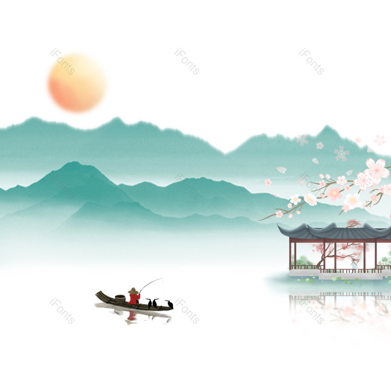 中国风图片,素材元素,山水PNG,春季免抠素材